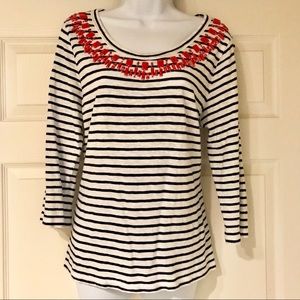 Talbots Jeweled Striped Tee